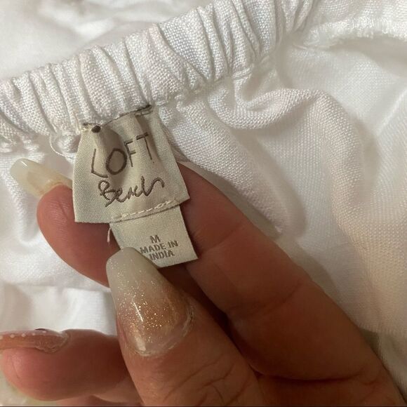 Loft Beach boho white open back linen blend midi dress M - Picture 6 of 12